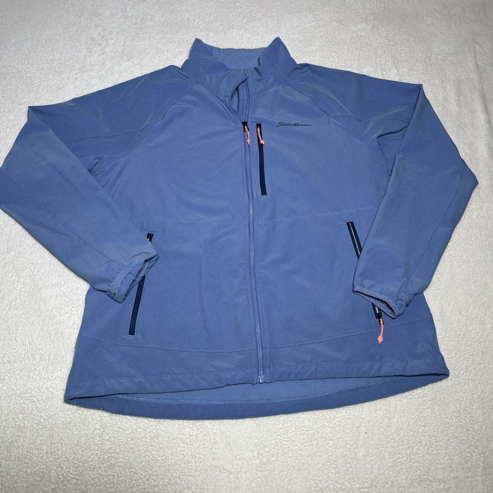 Eddie Bauer Womens XL Wind Breaker Blue First Ascent Full Zip Up Jacket. EUC